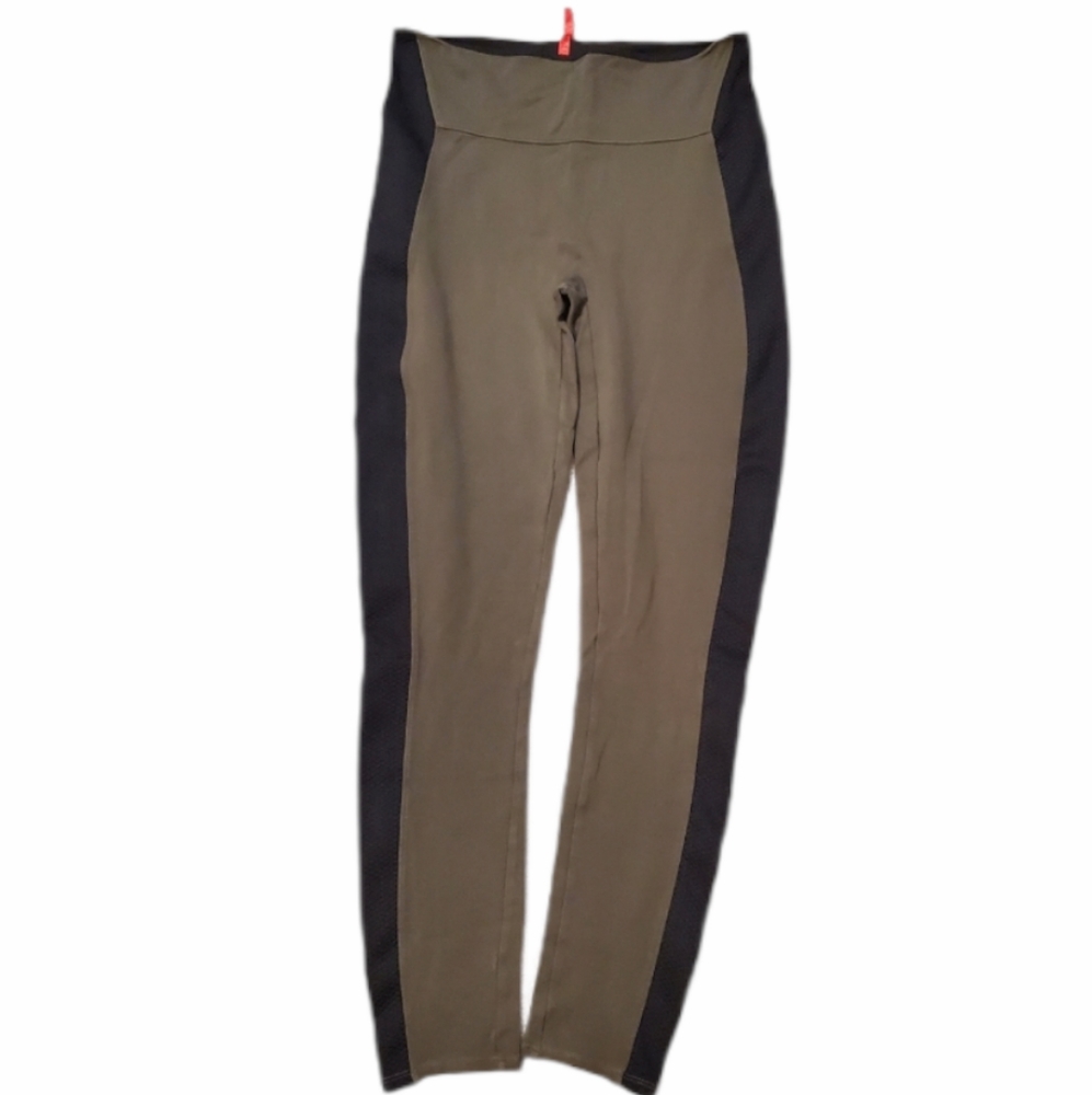 SPANX L Olive Green Black Leggings